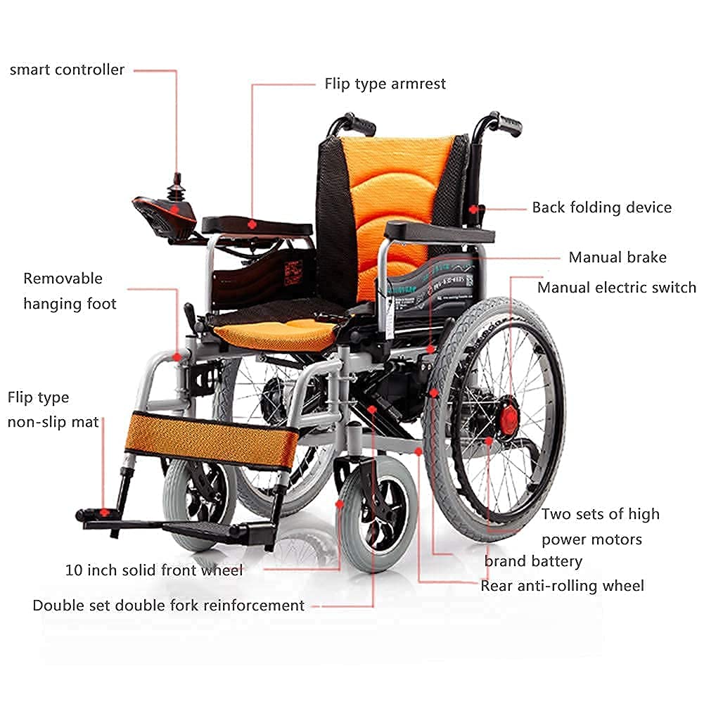 Amazon.co.jp: 折りたたみ式電動車椅子、軽量アルミ合金高齢者用自動車